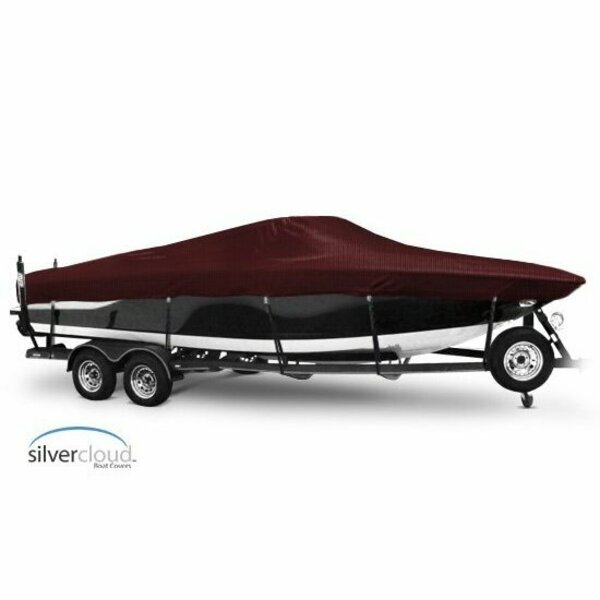Eevelle Boat Cover FISH & SKI Walk Thru Windshield, Outboard Fits 19ft 6in L up to 96in W Burgundy SCVNWT1996B-BRG